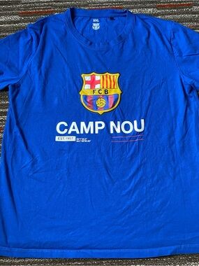 FCB Barcelona CAMP NOU Blue Soccer Football T-Shirt